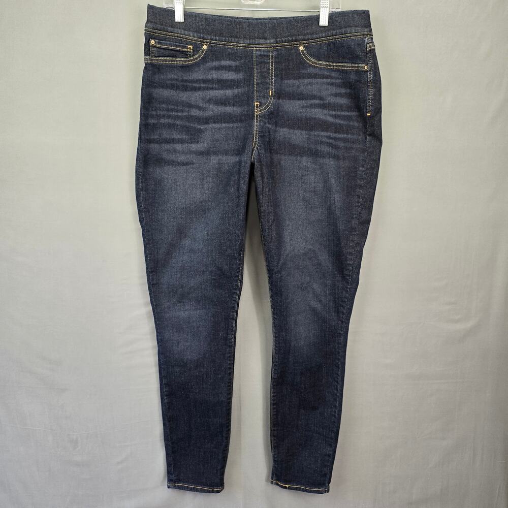 Signature Levi's Blue Jeans Size 16 Long Stretch Pull-On Skinny Dark Denim Women